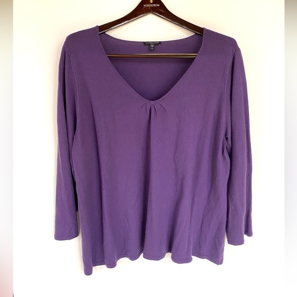Eileen Fisher Sweaters - Eileen Fisher woman a merino wool v neck sweater 3X purple